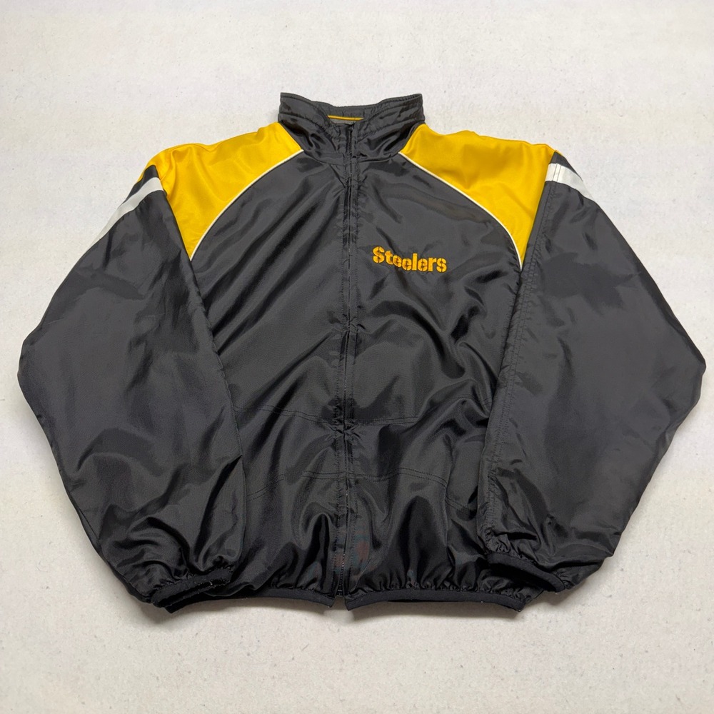 Vintage NFL Pittsburgh Steelers‎ Reversible Jacket Black Yellow Fleece Mens M